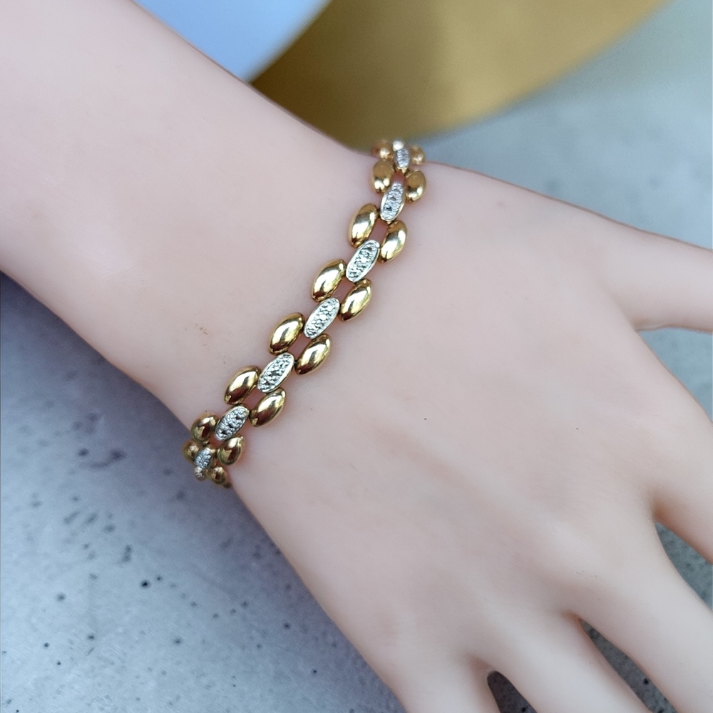 Ross-Simons 14k Vermeil Sterling Silver Diamond Bracelet - Picture 1 of 8